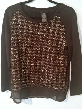 Style & Co. Black Top with Gold Sequin Front